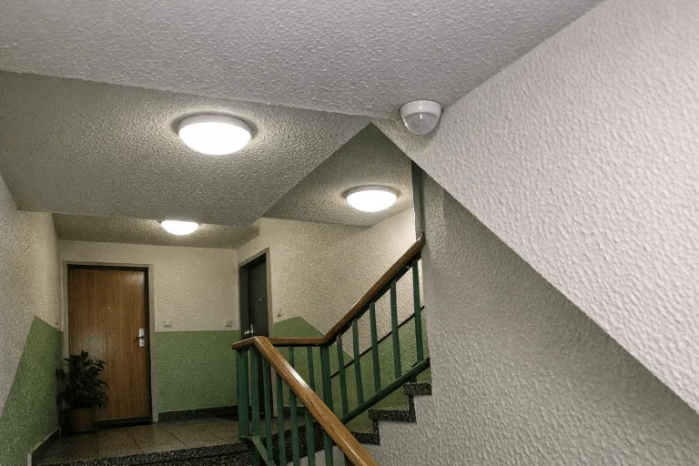 Helles Treppenhaus mit Bewegungssensorik