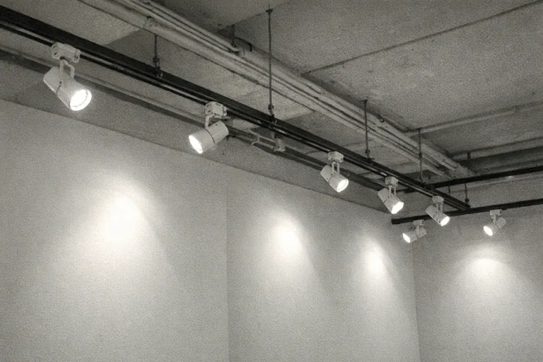 Lichtschienensystem in einer kleinen Galerie