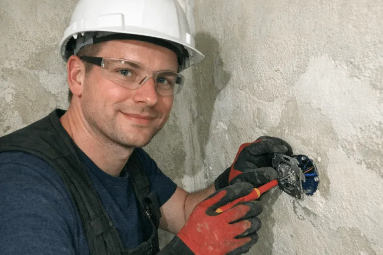 Erfahrener Elektriker bei der sorgfältigen Montage